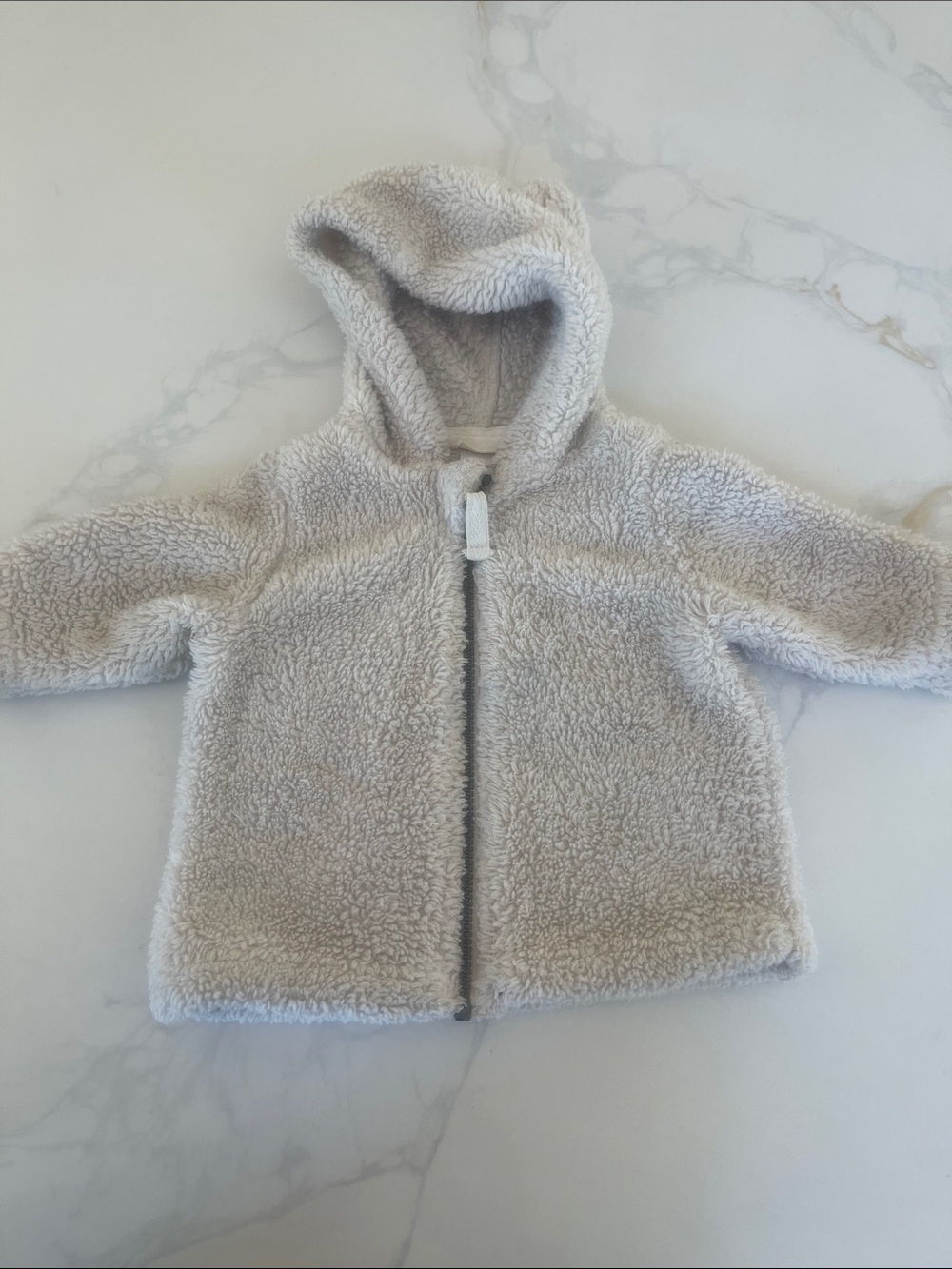 Hanna Andersson Light Cream Hooded Sherpa Jacket